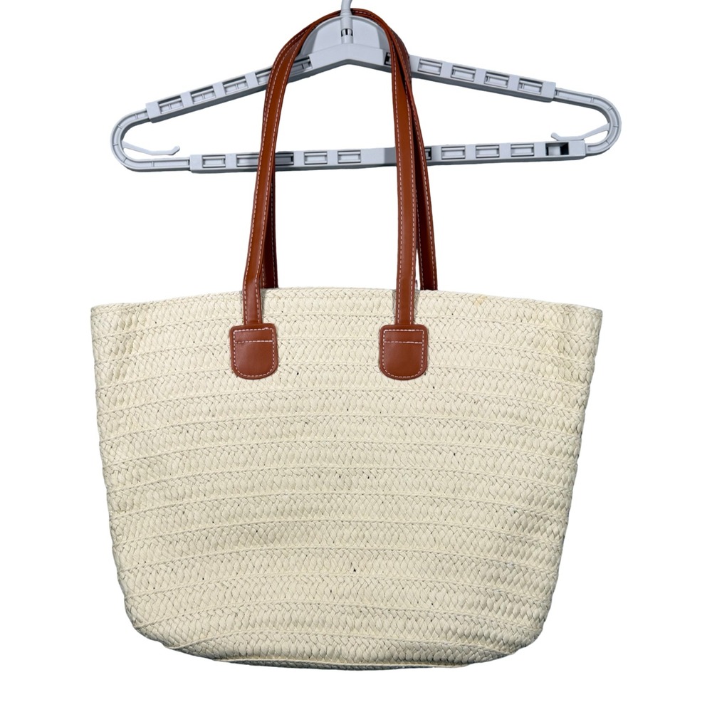 Cupshe Straw Tote Bag Beach Summer Vacation Boho Picnic Woven Market Knit